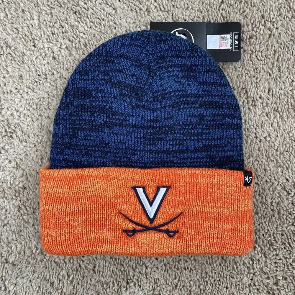 Virginia Cavaliers '47 Beanie 2 Tone Blue Orange Brain Freeze Cuffed Knit‎ Cap